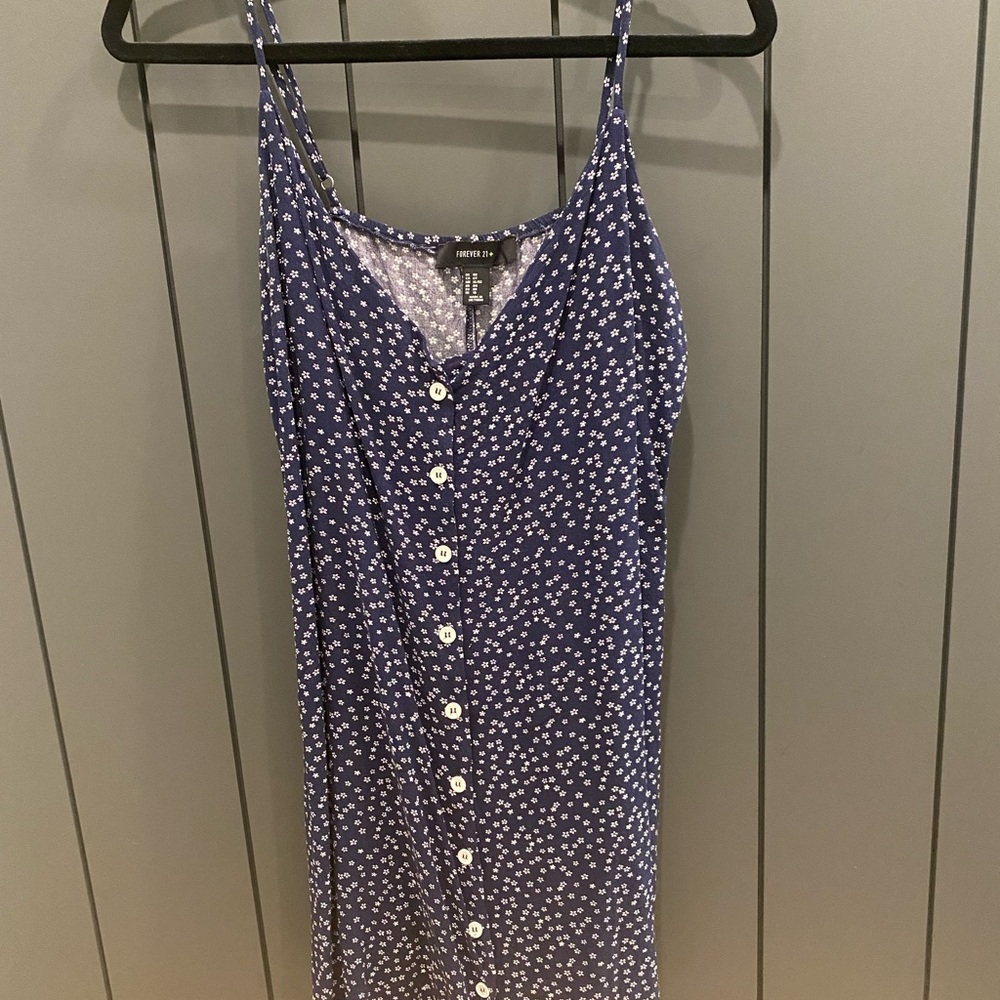 FOREVER 21 navy floral button down mini dress